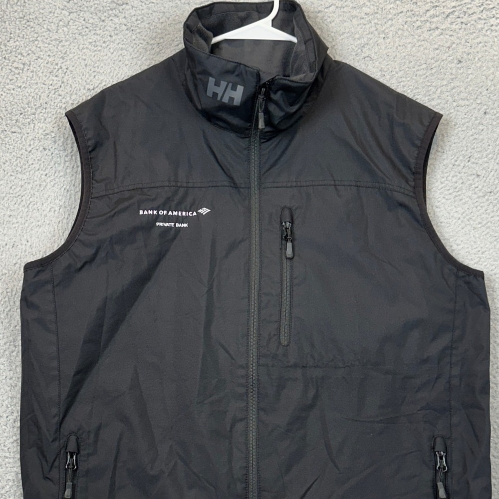Helly Hansen Vest Mens XL Black Full Zip Technical Performance Windbreaker Logo